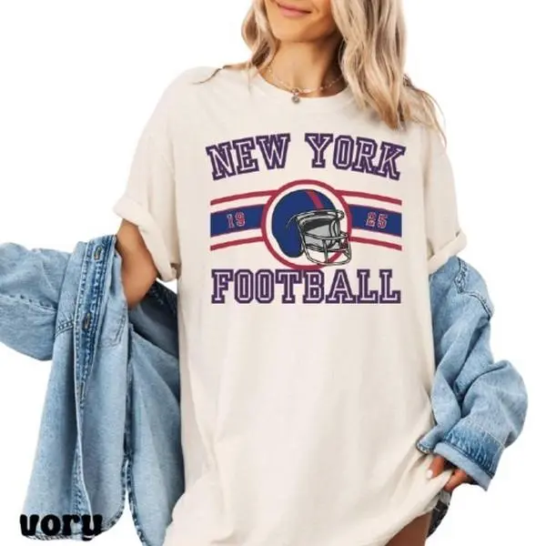 Shop Vintage Ny Giants Football Shirts Fan Gifts, Plus Size Options, Various Colors! Tshirt Cotton Fit Top Womenswear
