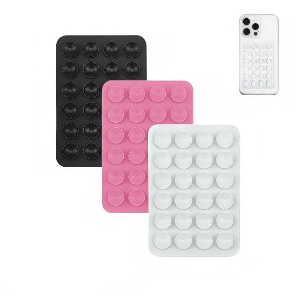 2-Pack Silicone Phone Grip Mount with Suction Cups for Hands-Free Use on Smooth Surfaces with Most Mobile Phones