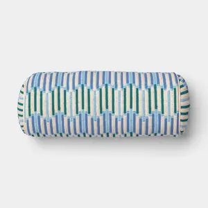 8"x20" Wavy Stripe Woven Bolster Pillow Multi-Cool - Threshold