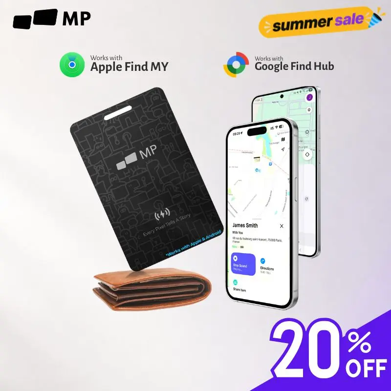 GPS Tracker, 1.6mm Slim Anti-Lost Device works with Apple Find My and Android, No Monthly Fee, Rechargeable Smart Tracking Card /GPS for Wallet, with Left-Behind Remind & Loud Alerts, Gift under $30