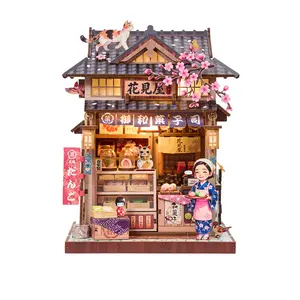 ETKVR ZW04 Hanamiya Book Nook Kit, Book Nook Kits for Adults, DIY Miniature Dollhouse Kit 3D Wooden Puzzle Booknook Bookend with LED Light
