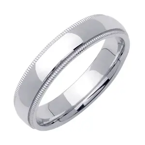 Men's Narrow Milgrain Wedding Band in Platinum 5.0mm