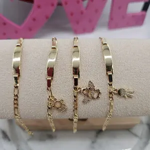 (68)#1 #2 #3 #4. Esclava/ bracelet 14k Gold laminated. 3 styles. (small size) 6 INCHES. great for kids.