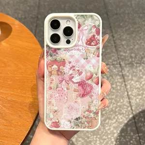Magnetic Vintage Case for iPhone 17 16 E Pro Max 15 Plus 14 13 12 11 XS XR, Aesthetic Strawberry Shortcake Art Vibes | Lightweight, Shockproof, Silicone, Scratch Resistant, and Cute