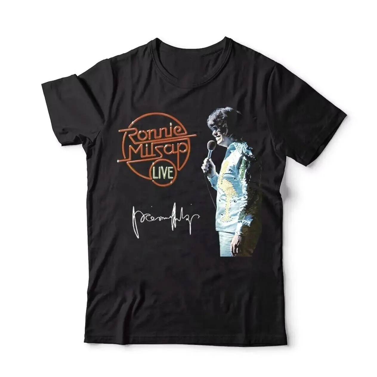 Vtg Ronnie Milsap Live In Tour Cotton Unisex All Size Black Shirt BT087 B