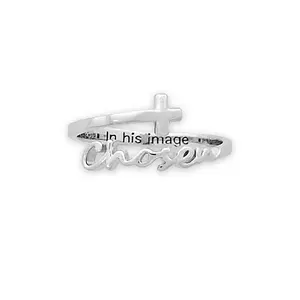 Always Blessed Chosen Sterling Silver Cross Ring | Christian Fashion | Rings For Women | Christian Jewelry For Women | Chosen By God | Christian Ring | Christian Gifts | Jewelry For Women | Unique Christian Jewelry | One Size Fits All