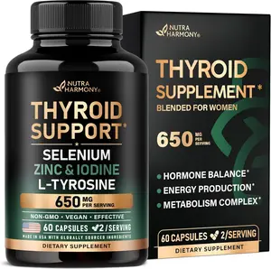 Thyroid Support for Women - Selenium 200 mcg | Astragalus | Zinc & Iodine | L-Tyrosine | Adaptogen Herbs - 21-in-1 Antioxidant & Immune Support - Vegan, Non-GMO - Lab Tested - 60 Capsules