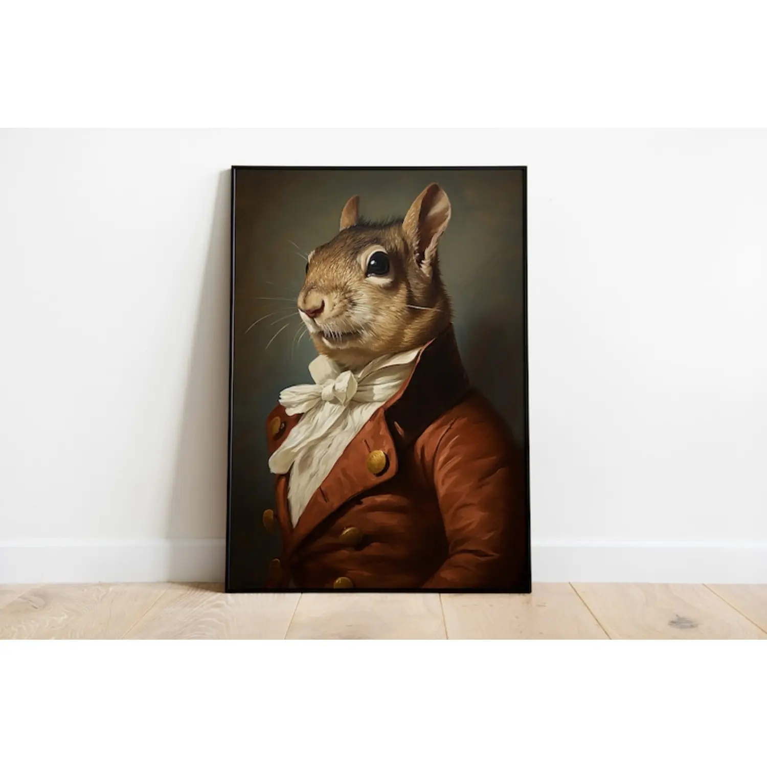 Artistic Wood Renaissance Squirrel Portrait Photo Print - Unframe-Style Unframed Home Decoration Poster, Ideal for Room Decor, Gift for Home Supplies Enthusiasts, Abstract Art Accent