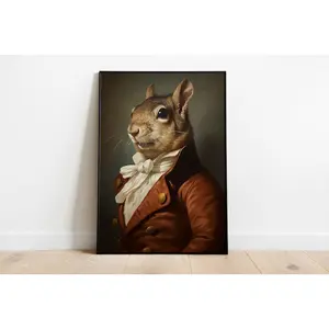 Renaissance Squirrel Portrait Print - Unframe-Style Artistic Home Decor Poster, Ideal Gift for Home Supplies Enthusiasts