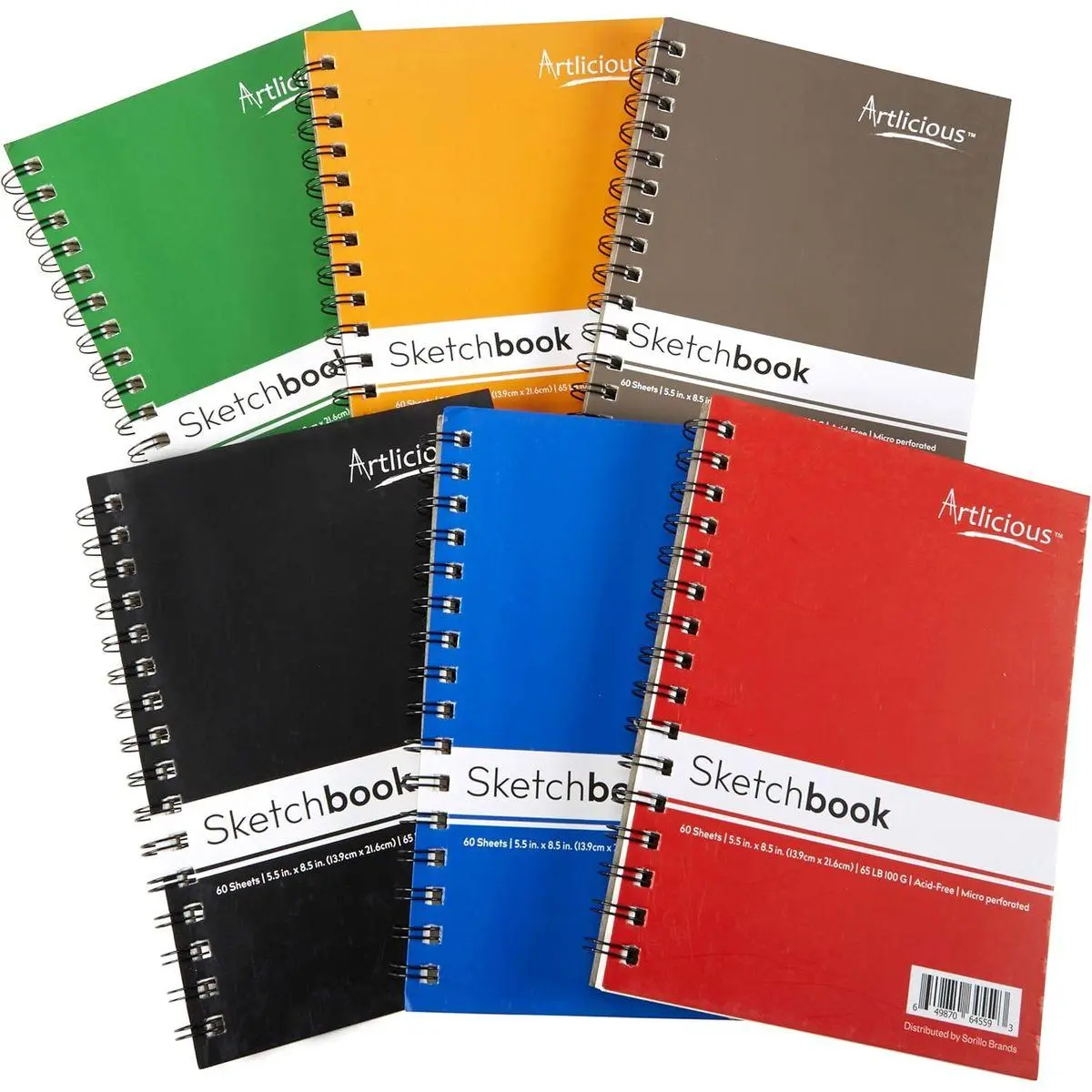 Sketch Book 6 Pack - 5.5" x 8.5" - Small Spiral Sketch Books - Drawing Notebook - Sketchbook for Drawing Art - 6 Pack 360 Sheets White Paper