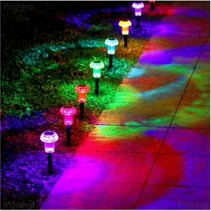 DERAYSION  8 Pack Color Changing Mushroom Solar Pathway Lights - 7 Color Cycle LED Outdoor Stake path Lights, Waterproof Solar Powered Garden Lights for Pathway Walkway Yard Patio Flowerbed outdoorfun