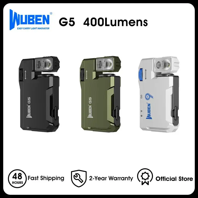 Wuben G5 Rechargeable EDC Flashlight RGB Dual Light Sources 400 Lumens