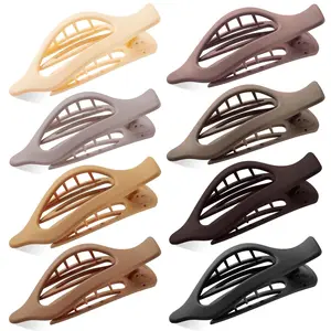 Flat Hair Clips for Women, 8 Pack French Concord Claw Clips for Thick Thin Curly Hair, Strong Hold No Slip Grip Hair Claw Clips