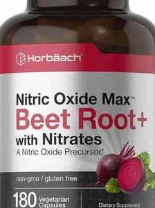Horbäach Nitric Oxide Beet Root Capsules | 180 Count | with Nitrates and Precursor | for Men and Women | Vegetarian, Non-GMO, Gluten Free Supplement