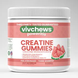 Vivchews Creatine Gummies – Creatine Monohydrate for Women, Supports Strength, Lean Muscle & Cognitive Health, Natural Watermelon Flavor, Vegan, Fruit Pectin-Based, Gluten-Free, Non-GMO, No Gelatin, Third-Party Tested, 90 Count, Made in the USA