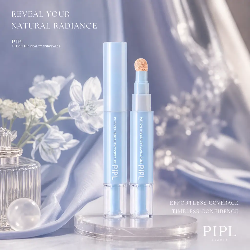PIPL Dual-Effect Concealer Pen with Sponge Tip - Long-Lasting High Coverage, Hydrating Matte Makeup for All Skin Types