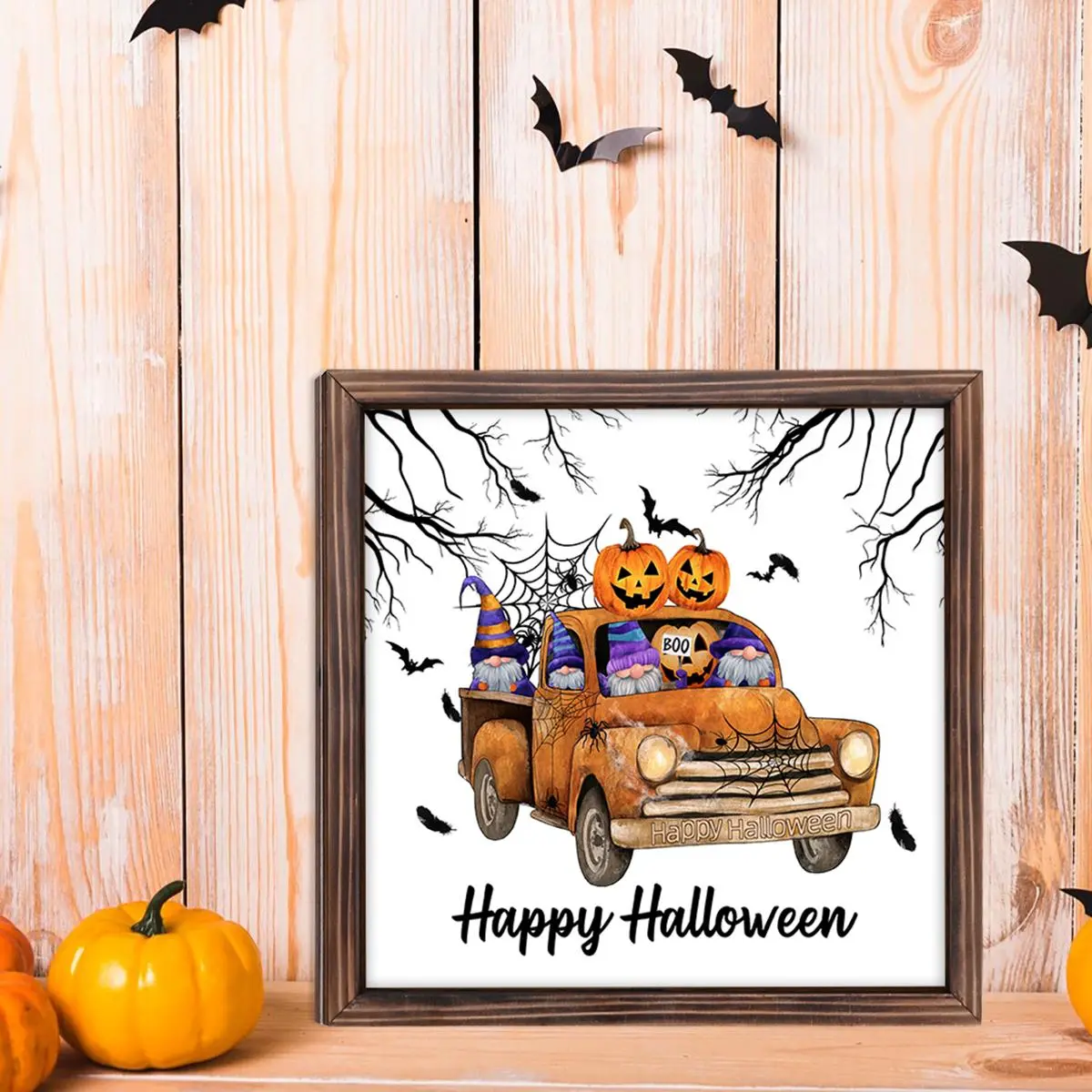 Halloween Themed Wooden Photo Frame, 1 Count Pumpkin Decor Happy Halloween Photo Frame, Holiday Home Decoration for Doors & Walls