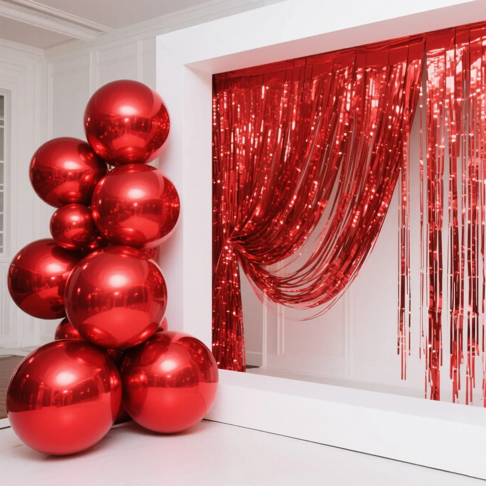 4-Pack 32" Orbz Mylar Foil Balloons, Metallic Red Large Round Sphere Helium or Air-Filled Party Decorations