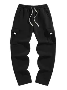 Men's Fleece Cargo Pants for Gym and Daily Wear, Lightweight Casual Joggers for Fall & Winter, Comfortable Fitted Sports Pants