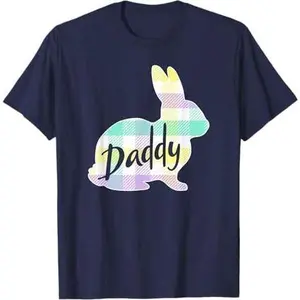 Daddy Bunny Rabbit Pastel Plaid Father Dad Easter T-Shirt