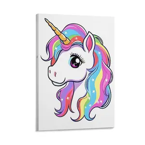 Unicorns Wall Decoration, Girl's Room Printing, Children's Poster Canvas Poster Bedroom Decor Sports Landscape Office Room Decor Gift