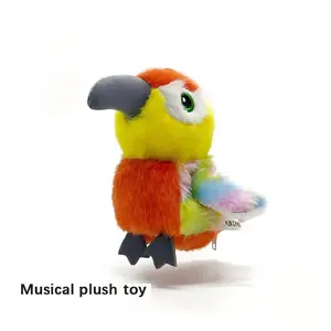 Talking parrot plush toy pendants (rechargeable), It has a lanyard,stuffed animal toys that can sing, learn to speak and wave their wings, electronic recording interactive cartoon birds, birthday gifts suitable for boys and girls, surprise gifts.