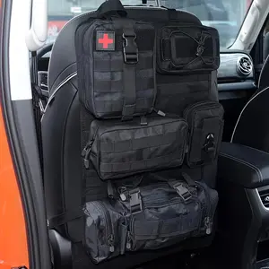 2025 Christmas1pc Tactical Car Seat Back Organizer, Nylon Vehicle Panel with 5 Detachable MOLLE Pouches, Zipper Closure, Universal Fit for Vehicles, Ideal for Outdoor Enthusiasts and Tactical Gear Storage - Black, Army Green, Khaki11