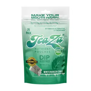 TeaZa Herbal Energy Pouches Free Dip Nicotine Free, Smokeless Alternative Snuff Healthy Chewing Dipping Alternative, Wintergreen Chill (1 Pack) No Caffeine Refreshing Cool Flavor