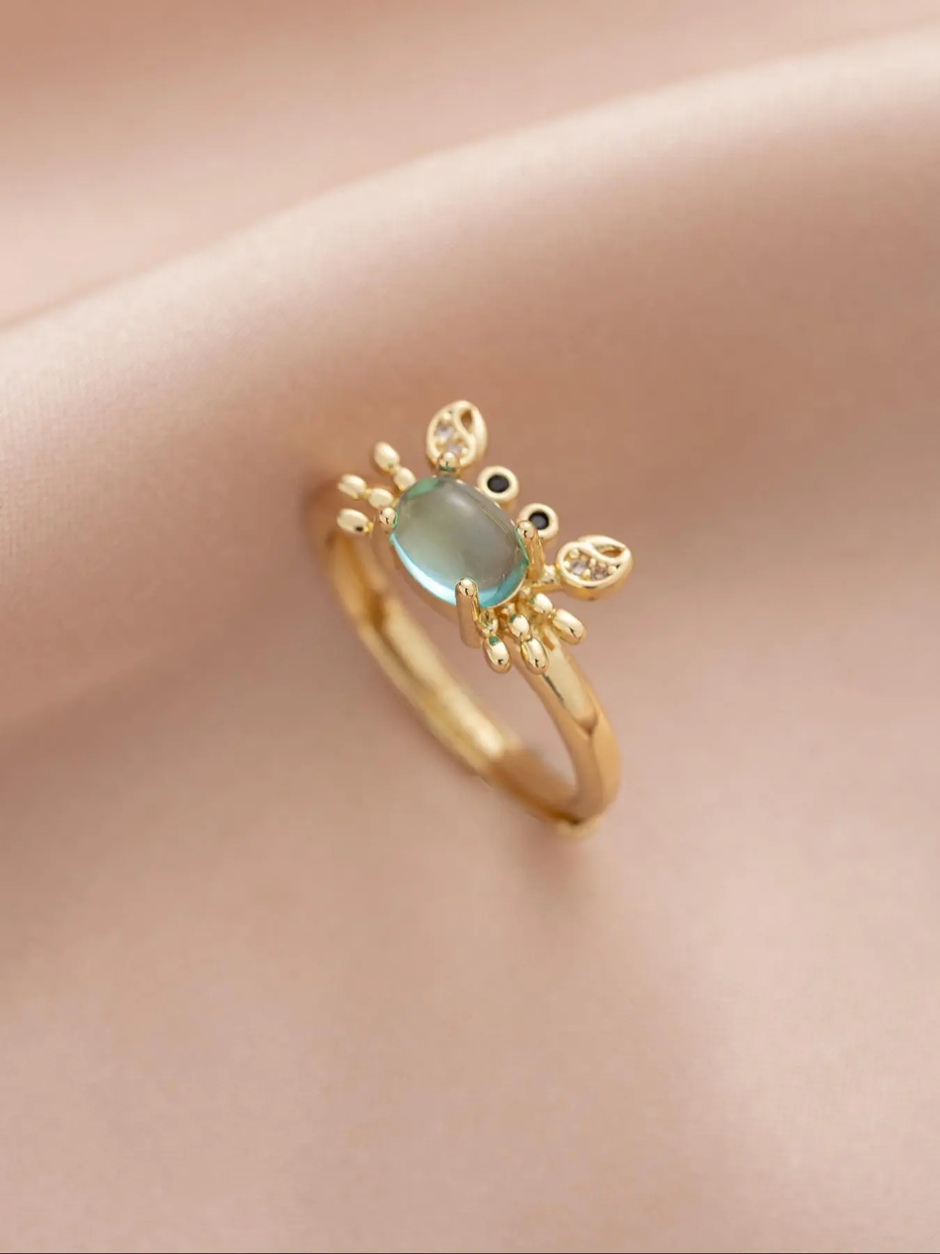 Cute Mini Crab Design Statement Ring, Gold Color Adjustable Rings, Unique Rings, Fashion Jewelry for Party, Daily Clothing Decor, Trendy All-match & Exquisite Jewelry for Birthday Gift, Trendy Jewellery Accessories