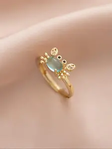 Cute Mini Crab Design Statement Ring, Gold Color Adjustable Rings, Fashion Jewelry for Party, Daily Clothing Decor, Trendy All-match & Exquisite Jewelry for Birthday Gift