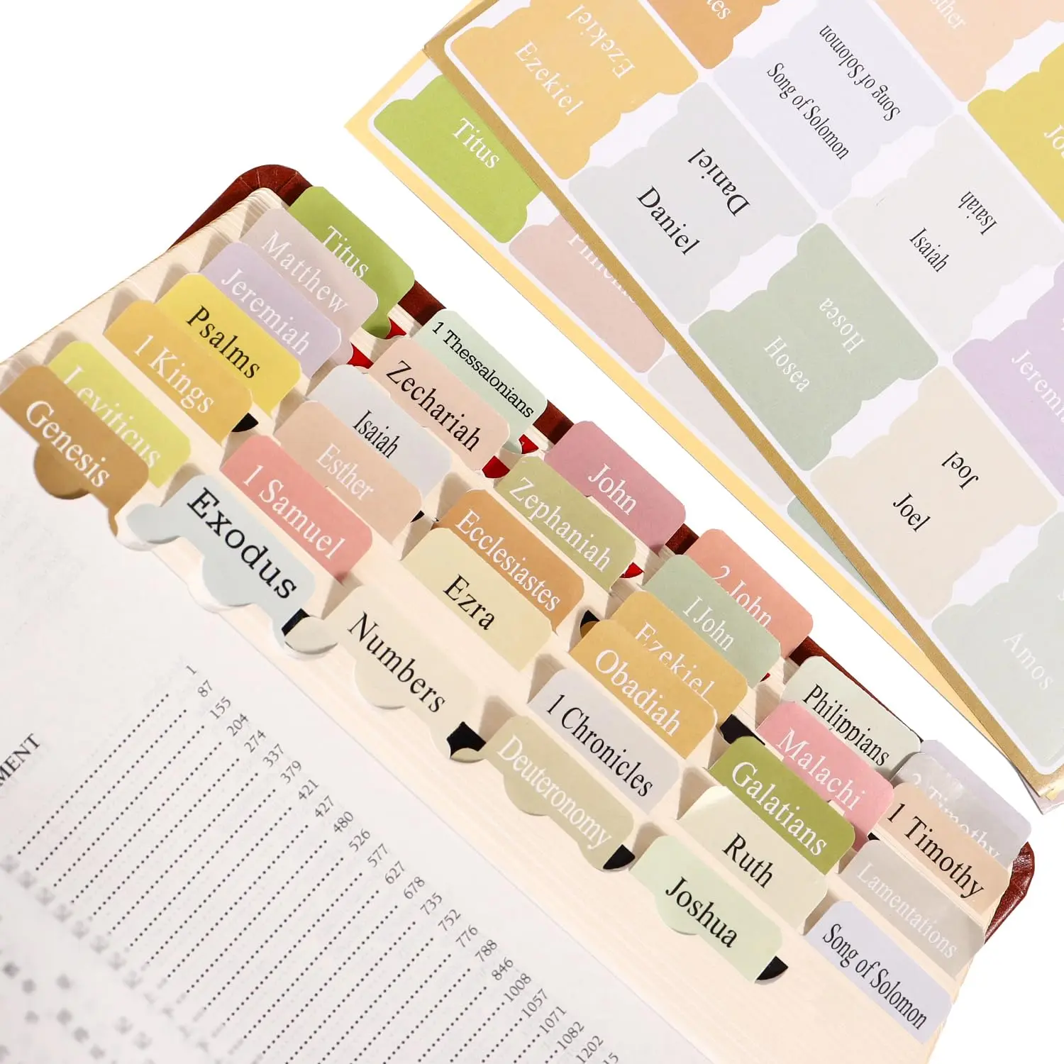 Bible Study Index Dividers Tabs with Sticky Backing Bookmarks, 90-Count Bohemian 0.1mm Super Sticky Bookmarks for Prayer, Unisex Office Stationery Boosts Study Productivity (Ideal Gift Accessory)