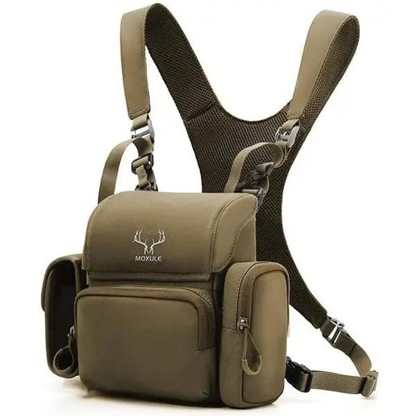 MOXULE Binocular Harness Chest Pack, Lightweight Multi-Pocket Water-Resistant Treated Nylon Bino Case for Birdwatching & Hiking, Multi-Pocket Bag, Rangefinder Pocket