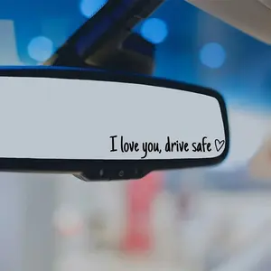 4x 'I Love You Drive Safe' Car Rearview Mirror Sticker, Vinyl Text Decal for Women, Romantic Car Mirror Accessories for Girlfriend Wife Boyfriend Husband , Universal Vehicle Decoration,Mother's Day gift (Always follow the instructions before use)