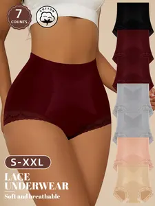 Women's Cotton Lace High-Waisted Underwear Set, Soft Breathable Comfort Fit Design, Multiple Colors Available, Sizes S-Xxl, Lingerie, High Waisted Panties, Soft Breathable Knicker