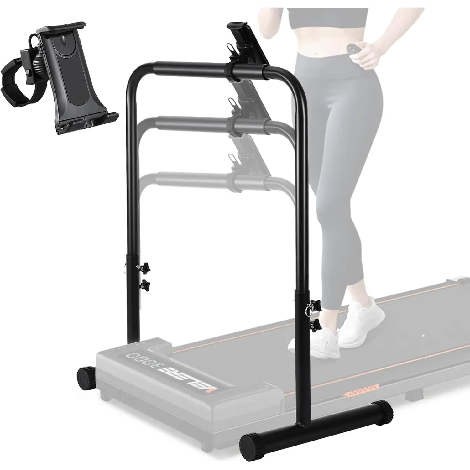 Walking Pad Handle Bar with Phone Holder,Treadmill Bar Attachment for Walking Pad 27.6''Wide,Walking Pad Handle Bar Only with Ajustable Height from 30.7"-39"in