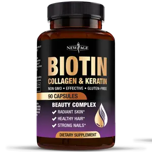 NEW AGE Biotin Collagen Keratin Hyaluronic Acid - 50,000mcg Hair Growth Vitamins for Men and Women, Nails, Hair, Skin Vitamins and DHT Blocker with Vitamin E Folic Acid Pumpkin Seed MSM- Capsules