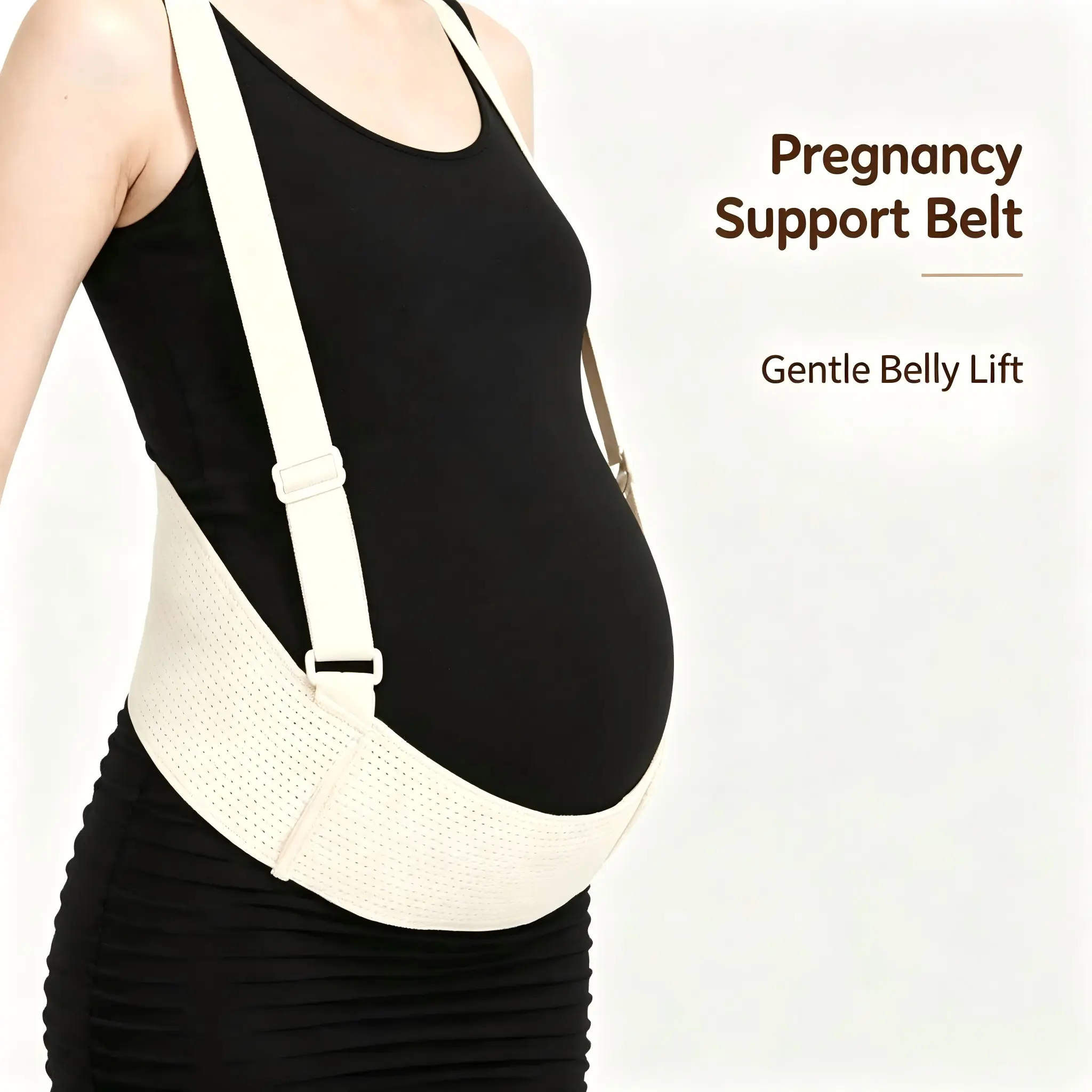 Maternity Belly Support Belt with Shoulder Straps - Breathable Adjustable Abdominal Binder for All Pregnancy Stages, Lower Back Pain Relief, Daily Walking & Working Use (Sports & Outdoor Leisure Equipment)