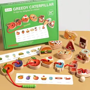 Wooden Greedy Caterpillar Bead String Game Set, Educational Toy for Kids, Fun, Enhances Logic Creativity Coordination Skills