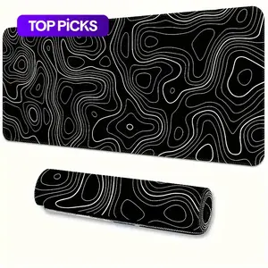Abstract Geometric Mouse Pad, 1 Count Large Extended Gaming Desk Pad with Stitched Edges & Non-Slip Rubber Base, Office Desk Accessory #GLOBAL PICKS