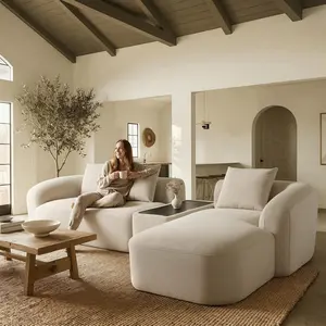 【Summer Vibes】Relefree Modular Sectional Sofa 136'' Modern Curved L Shaped Couch with Movable Coffee Table High-Resilience Foam 3 Pillows Chenille Brown Right Facing Chaise for Living Room