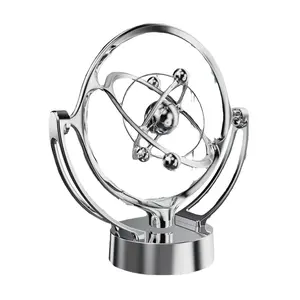 Metal Globe Perpetual Motion Device Desktop Model - Rotating Magnetic Pendulum Celestial Instrument, USB-Powered Decorative Orbital Ornament, Home Decor Gift