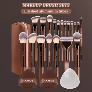 MAANGE 22pcs Makeup Brush Set, Makeup Brushes Kits, Includes 19pcs Makeup Brushes + 2pcs Powder Puffs + 1pc Cosmetic Bag, Foundation Brush Blush Brush Highlight Brush Eyeshadow Brush Eyebrow Brush