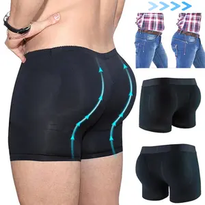 Men's Padded Underwear, Trunks with Removable Butt Enhancing Pads More Volume Instantly, Short Inseam,Detachable Pads Boxer Shorts