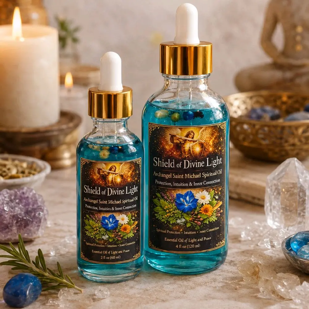 Spiritual Anointing Oil for Meditation & Intuition – Saint Michael Archangel Oil with Sandalwood, Blue Lotus, Olive Oil, Sweet Almond Oil & Vitamin E, 4 oz Blend Body Care