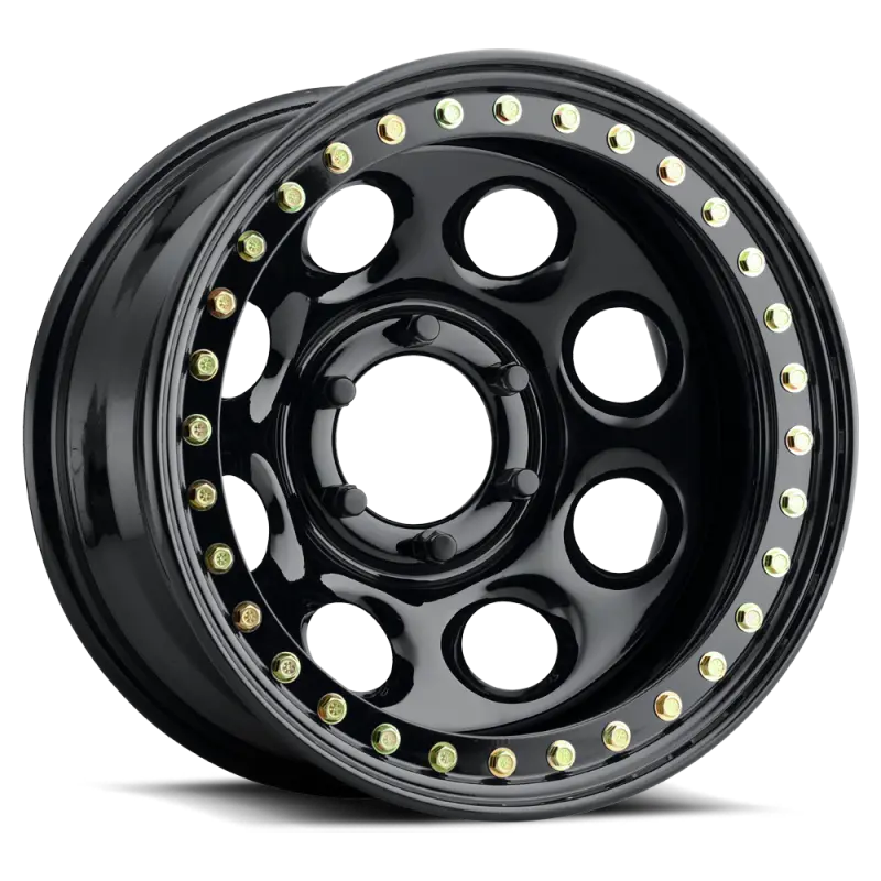 Raceline RT81 Rock 8 17x9.5in/8x165.1 BP/-44mm Offset/130.81mm Bore - Gloss Black Beadlock Wheel