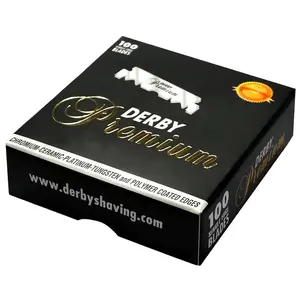 Derby Premium 100 Single Edge Razor Blades for Straight Razors - Bulk Pack of 100 Blades for Traditional Shaving Experience