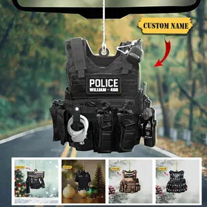 Personalized Police Armor Custom Name Number Custom Shaped Ornament 2D - Police Christmas Day - Gift For BoyFriend - Xmas 2024 Plastic Decor
