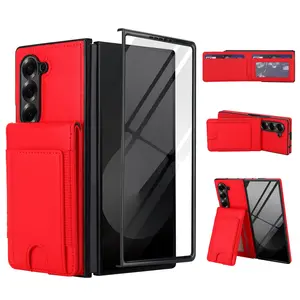 Samsung Z Fold Foldable Case with Ring Holder & Card Slot, PU Leather Stand Cover for Galaxy Z Fold 7 6 5 4  Series, Men Women Gift, Accessories