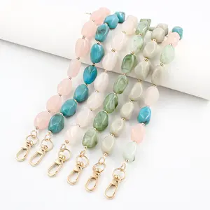 BIGWIG Decorative Acrylic Beads Short Strap Bag Chain - Purse Accessory with Lobster Clasp, Charm, Underarm Clutch Handbag Tote Extender, Daily Wear Keychain