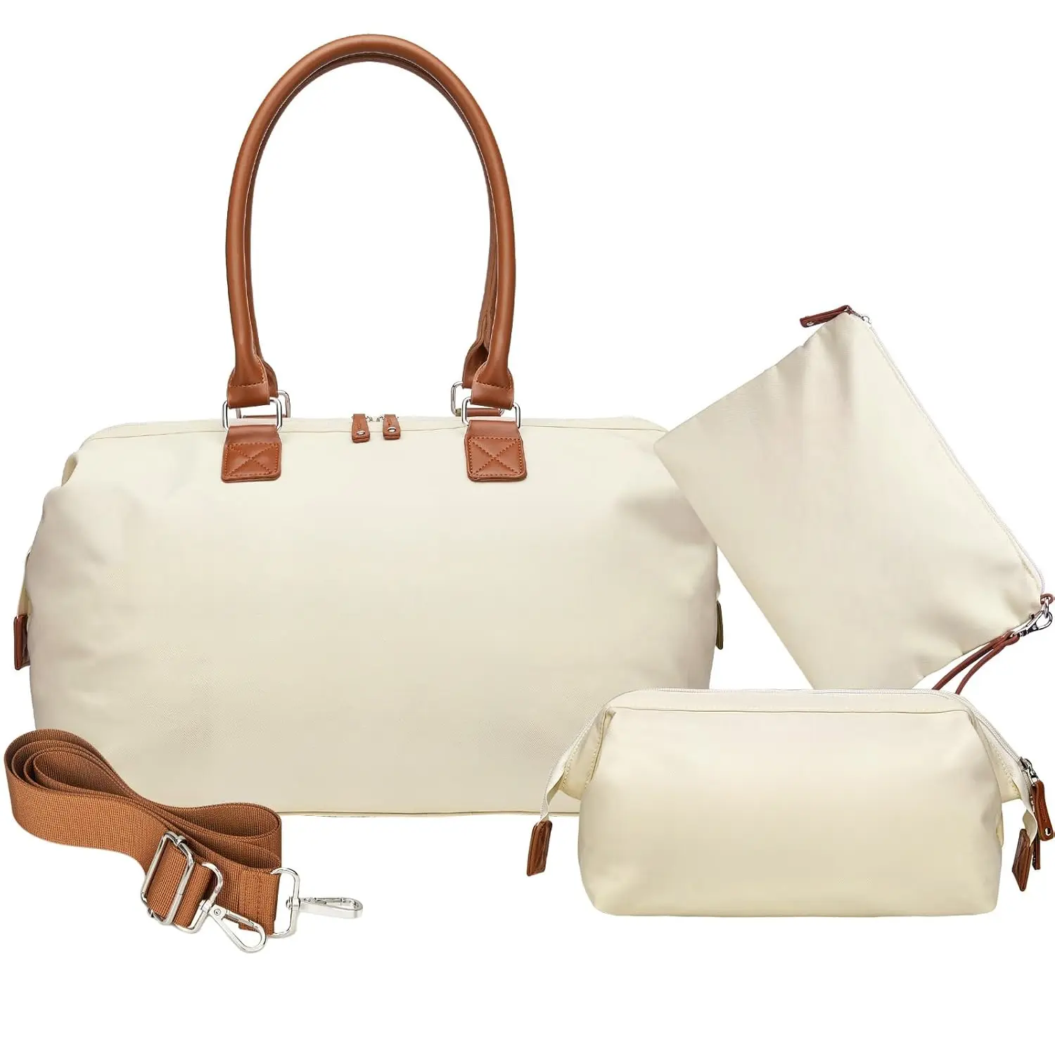 Quilted Diaper Bag Tote for Moms, High-Capacity Waterproof Hospital Bag for Labor and Delivery, Baby Travel Organizer in Creamy White, Tote Bags